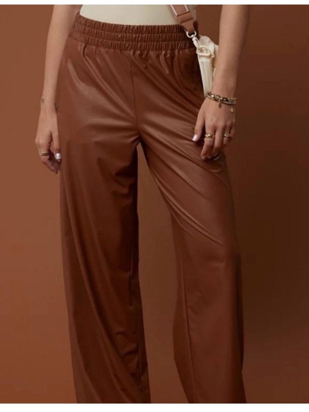 Aerie Offline Real Luxe Brown Faux Leather Pants in Size xl